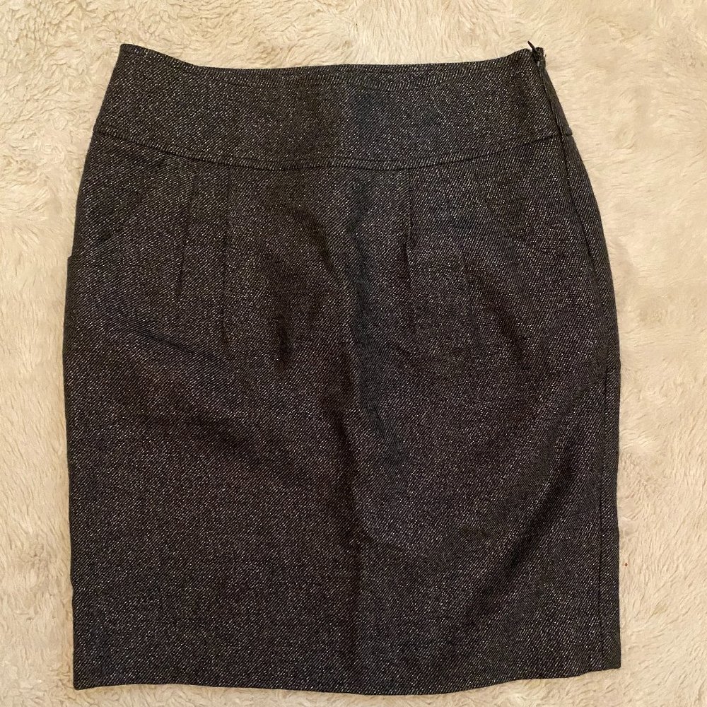 Ann Taylor tweed metallic pencil skirt 0
